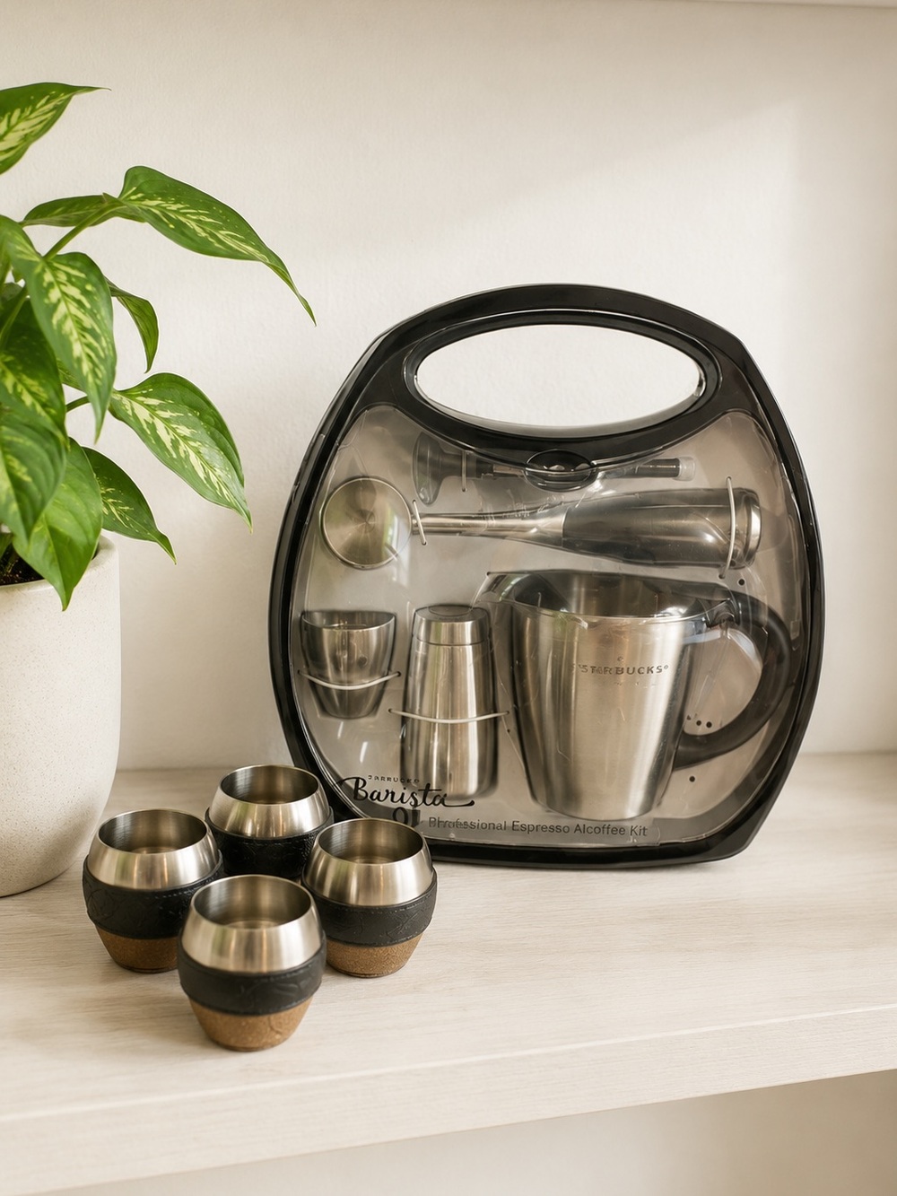 Starbucks Professional Espresso Kit Stainless Cups Barista Coffee Set Case Bar